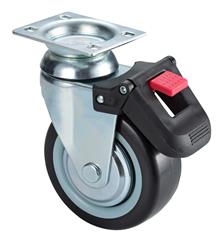 TPR zwenkwiel met rem 5 inch (per stuk)