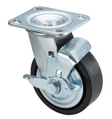 PU zwenkwiel met rem 5 inch (per st)