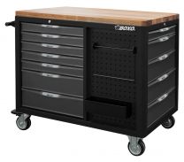 Gereedschapswagen met 12 laden, houten werkblad en MIS-systeem grijs - 1160x716x1000 mm