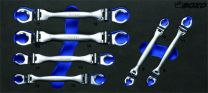 Double flex-head flare nut wrench set 6pc