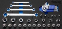 1/2" & 1/4" TX-E socket set and TX-double ring wrench set 39pc 